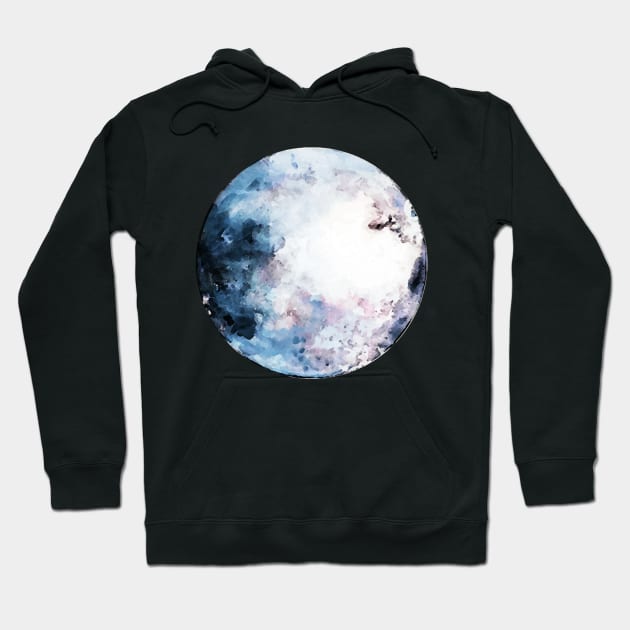 Nigth sky and watercolor blue moon Hoodie by Collagedream